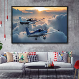 Cirrus Aircraft Charters Single-Engine Piston Aircraft Canvas Wall Art - Framed Art, Framed Canvas, Painting Canvas