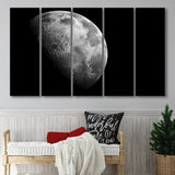 Large Moon Canvas Art, Black and White Moon Photo 5 Panels B,Large Canvas,Canvas Prints Wall Art Home Decor