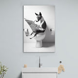 Basenji Canvas Prints Wall Art, Funny Bathroom Decor, Basenji in Toilet