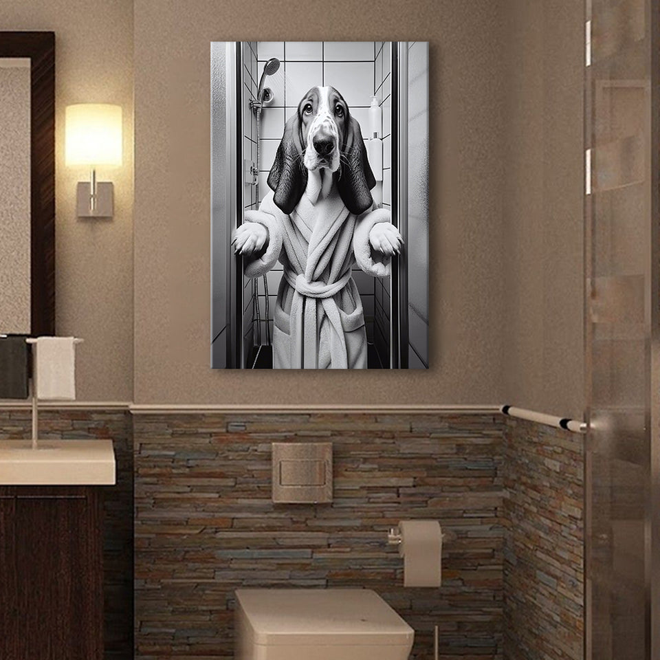 Basset Hound Canvas Prints Wall Art, Bathroom Art Print, Basset Hound Photo