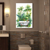 Tropical Leave Canvas Prints Wall Art, Bathroom Art Decor,