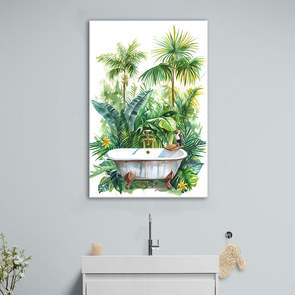 Tropical Leave Canvas Prints Wall Art, Bathroom Art Decor,