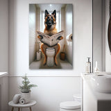 Belgian Malinois Canvas Prints Wall Art, Funny Bathroom Decor, Animal in toilet