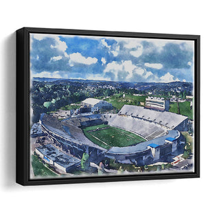 Mountaineer Field, Milan Puskar Stadium WaterColor Framed Canvas Prints, Morgantown West Virginia Watercolor, Floating Frame