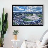 Mountaineer Field, Milan Puskar Stadium WaterColor Framed Canvas Prints, Morgantown West Virginia Watercolor, Floating Frame