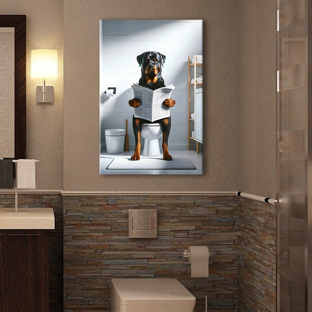 Rottweiler Funny Bathroom Decor Canvas Prints Wall Art,, Rottweiler In ...