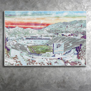 Sun Bowl Stadium WaterColor Canvas Prints, El Paso Texas Watercolor, Stadium Art Gifts