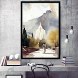 Temple Mountain Water Color, Framed Art Print Wall Decor, Framed Picture