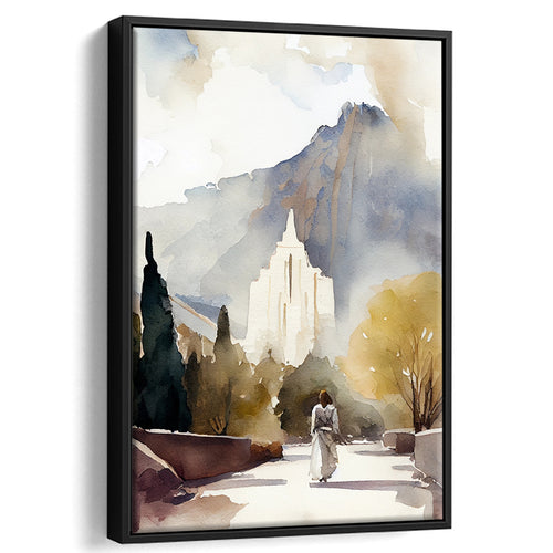 Temple Mountain Water Color, Framed Canvas Painting, Framed Canvas Prints Wall Art Decor