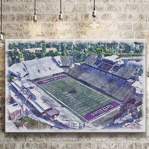 Washington-Grizzly Stadium WaterColor Canvas Prints, Missoula Montana Watercolor, Stadium Art Gifts