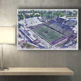 Washington-Grizzly Stadium WaterColor Canvas Prints, Missoula Montana Watercolor, Stadium Art Gifts