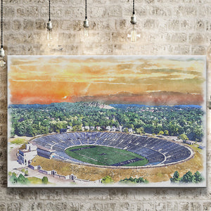 Yale Bowl Stadium WaterColor Canvas Prints, New Haven Connecticut Watercolor, Stadium Art Gifts