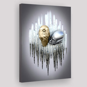 3D Effect Art Soul Kiss Black & Gold Canvas Prints Wall Art - Painting Canvas, Wall Decor, Art Prints, Painting Prints