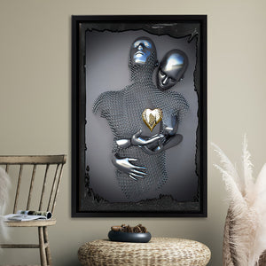 3D Effect Art Yellow Heart Frame Canvas Prints Wall Art - Painting Canvas, Framed Picture,Canvas Art, Wall Decor,Prints for Sale