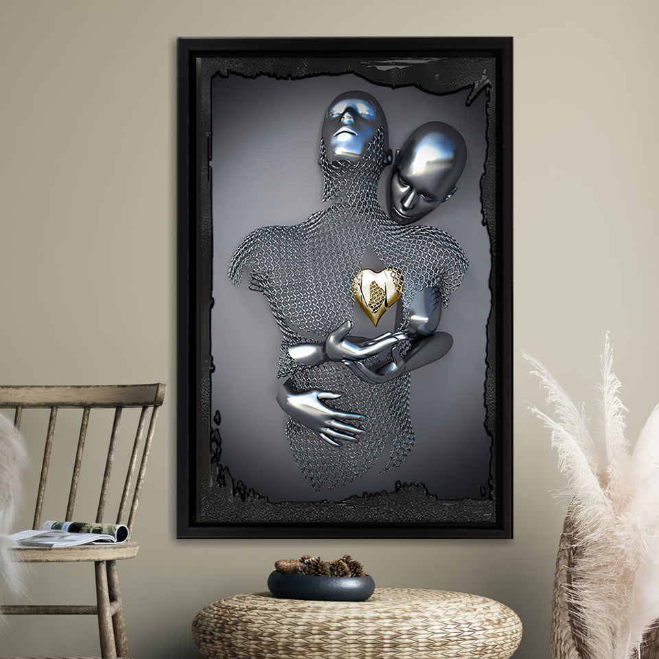 3D Effect Art Yellow Heart Frame Canvas Prints Wall Art - Painting Canvas, Framed Picture,Canvas Art, Wall Decor,Prints for Sale