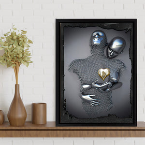 3D Effect Art Yellow Heart Frame Canvas Prints Wall Art - Painting Canvas, Framed Picture,Canvas Art, Wall Decor,Prints for Sale