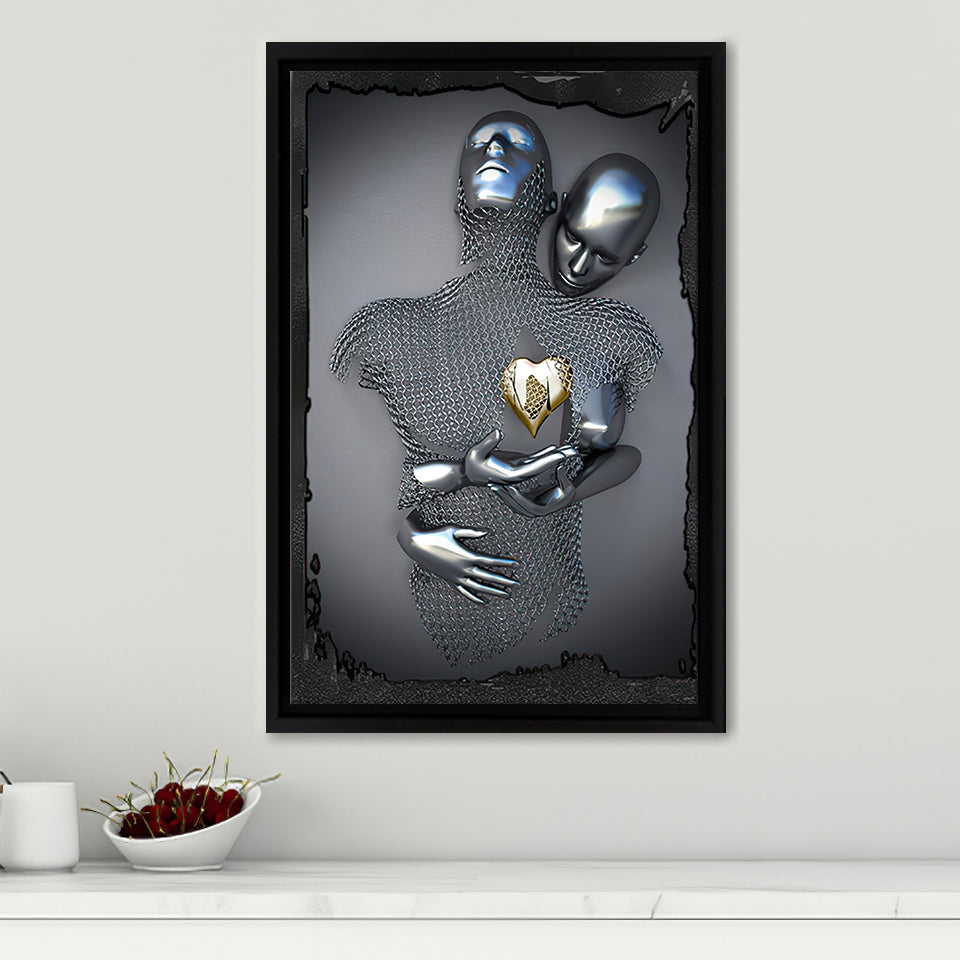 3D Effect Art Yellow Heart Frame Canvas Prints Wall Art - Painting Canvas, Framed Picture,Canvas Art, Wall Decor,Prints for Sale