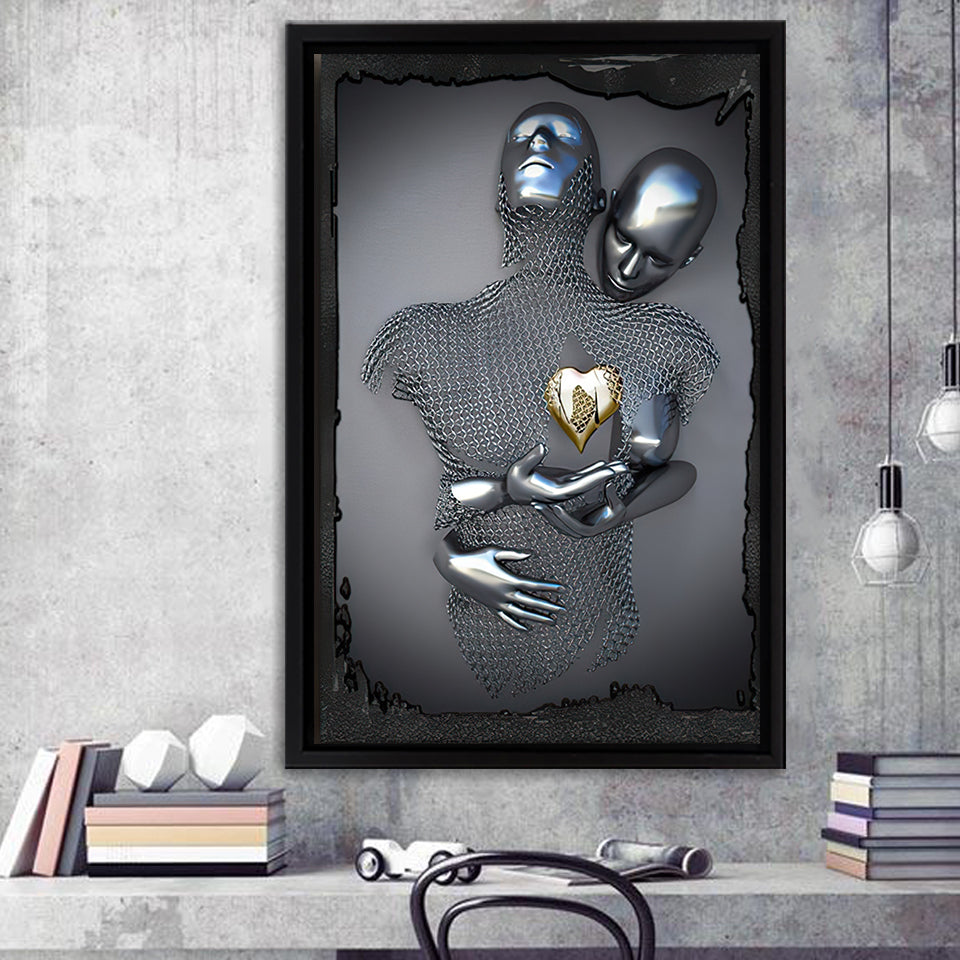 3D Effect Art Yellow Heart Frame Canvas Prints Wall Art - Painting Canvas, Framed Picture,Canvas Art, Wall Decor,Prints for Sale