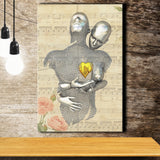 3D Effect Art Love Gold Heart Floral Paper Lyric Song V1 Canvas Prints Wall Art - Painting Canvas, Home Wall Decor, For Sale