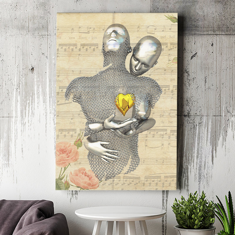3D Effect Art Love Gold Heart Floral Paper Lyric Song V1 Canvas Prints Wall Art - Painting Canvas, Home Wall Decor, For Sale