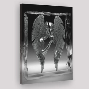 3D Effect Art Split Face With Angel Wings Canvas Prints Wall Art - Painting Canvas, Home Wall Decor, Painting Prints, For Sale