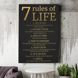 7 Rules Of Life Art Canvas, Motivational Art Canvas Prints Wall Art, Home Living Room Decor, Large Canvas