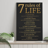 7 Rules Of Life Art Canvas, Motivational Art Canvas Prints Wall Art, Home Living Room Decor, Large Canvas