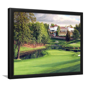 A Golf Course In Front Of A Big White Mansion Framed Art Prints Wall Art Decor - Painting Prints, Framed Picture