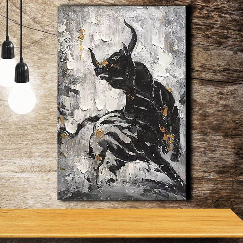 Abstract Bull Black and white Canvas Prints Wall Art - Painting Canvas ...