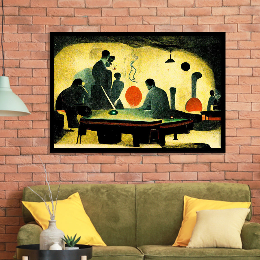 Abstract Vintage Billiards Player Room V2 Framed Art Print Wall Decor - Painting Art, Framed Picture, Home Decor