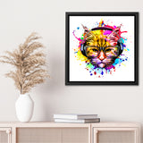 Canvas Wall Art | Acid Cats Head In Eyeglasses And Headphones - Framed Canvas, Canvas Prints, Painting Canvas