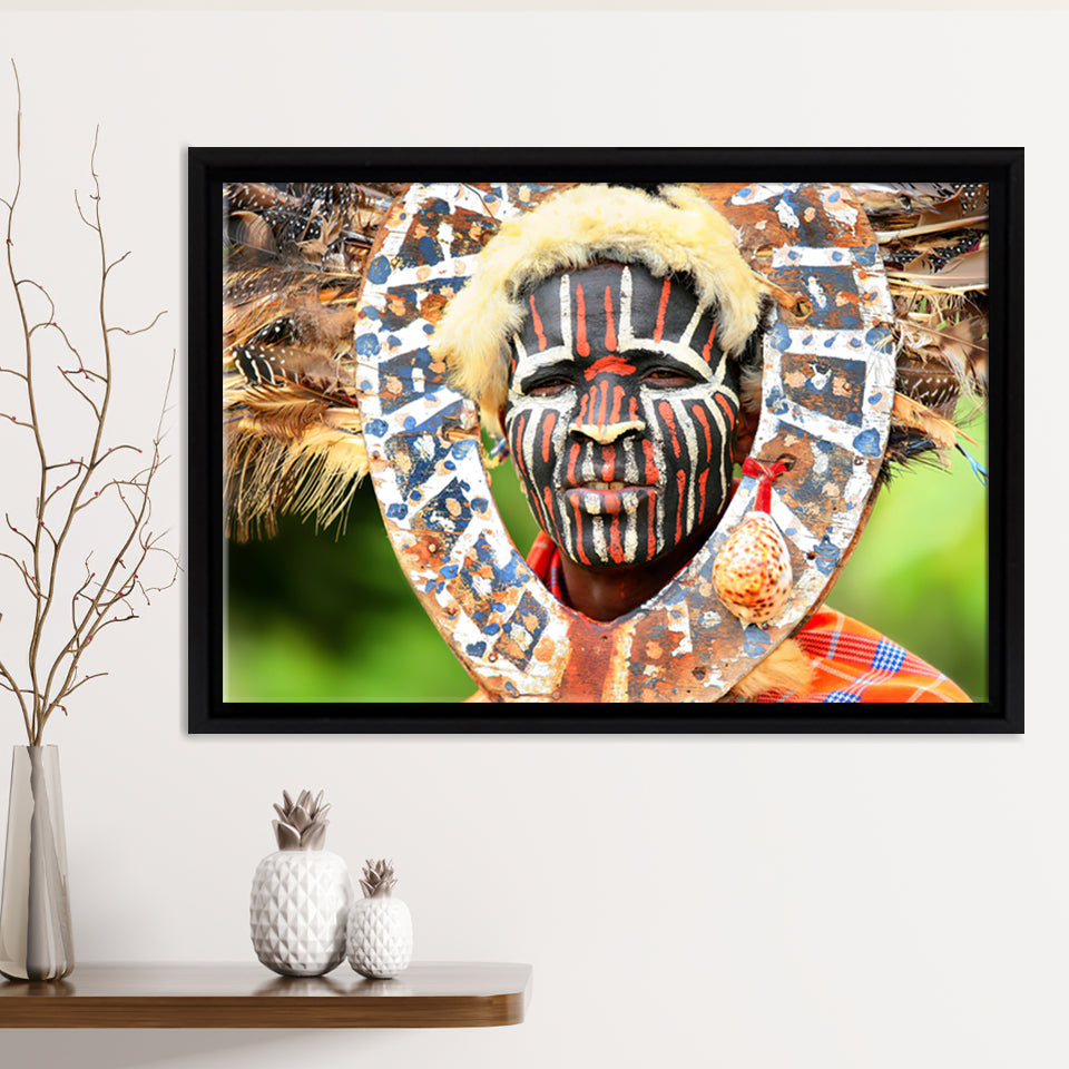 African Kenyan Warrior Framed Canvas Prints Wall Art Painting Canvas