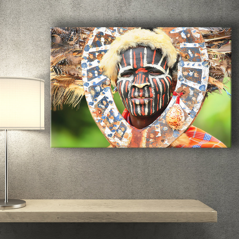 African Kenyan Warrior Canvas Prints Wall Art Painting Canvas, Afric