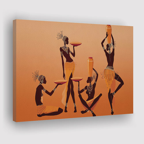 African Ladies w Traditional Clothes Canvas Prints Wall Art - Painting Canvas, African Art, Home Wall Decor, Painting Prints, For Sale