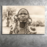 African Mursi Tribe Omo Valley Canvas Prints Wall Art - Painting Canvas, African Art, Home Wall Decor, Painting Prints, For Sale
