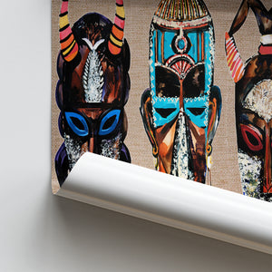 African Mask Poster Prints Wall Art Decor, Unframe, Poster Art