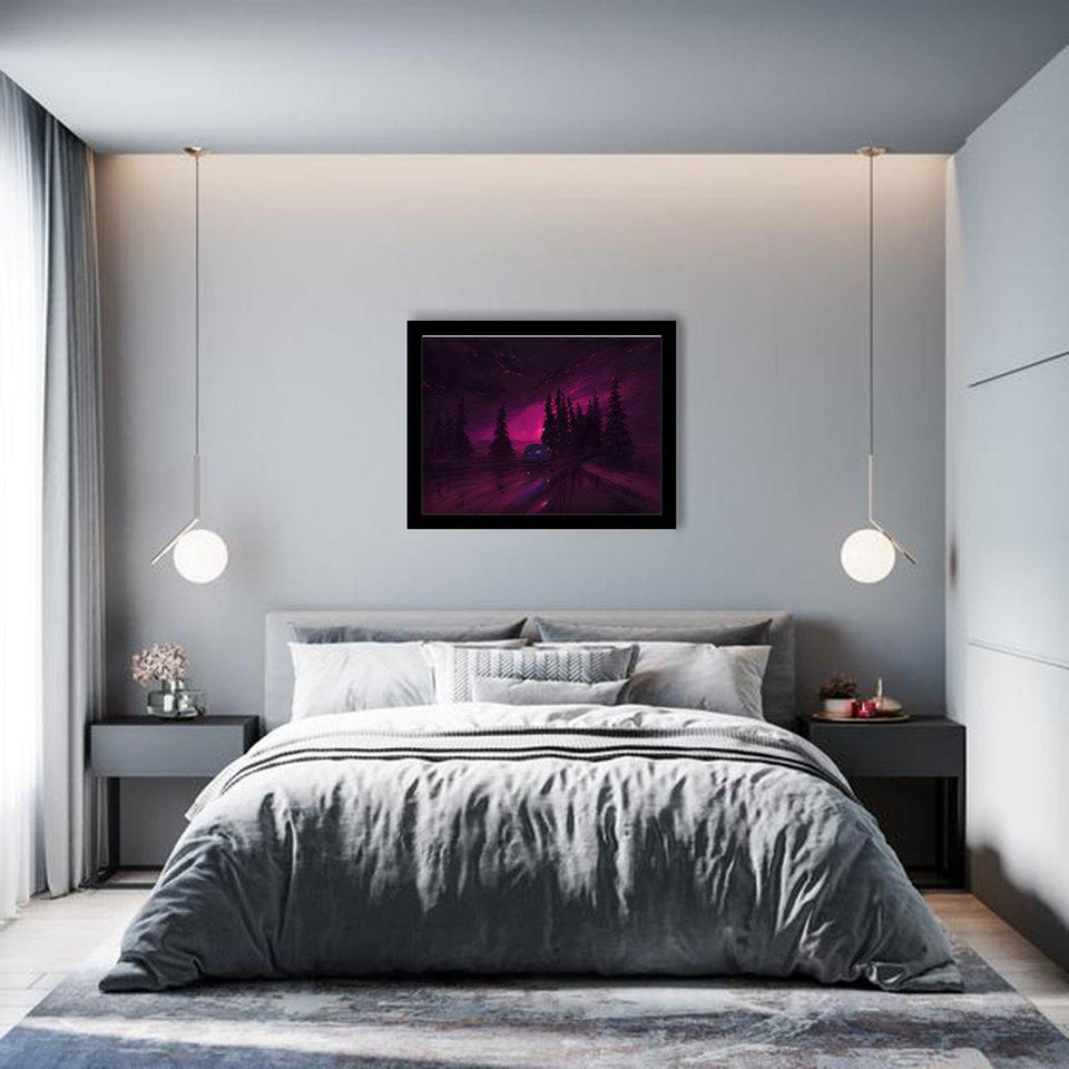 After Rain Neon Forest-Forest art, Art print, Plexiglass Cover