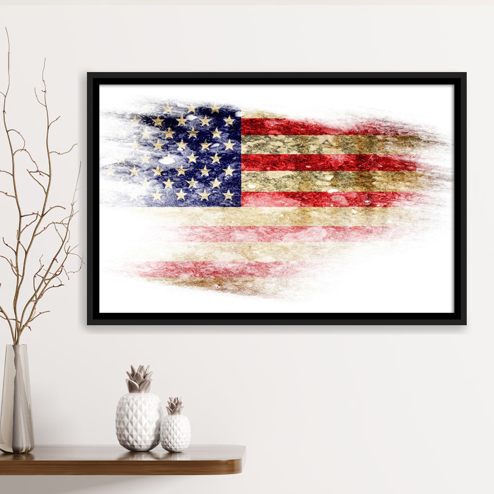 Beautiful Us Flag Framed Canvas Prints Wall Art - Painting Canvas, Wall Decor, Floating Frame,Painting Prints, For Sale