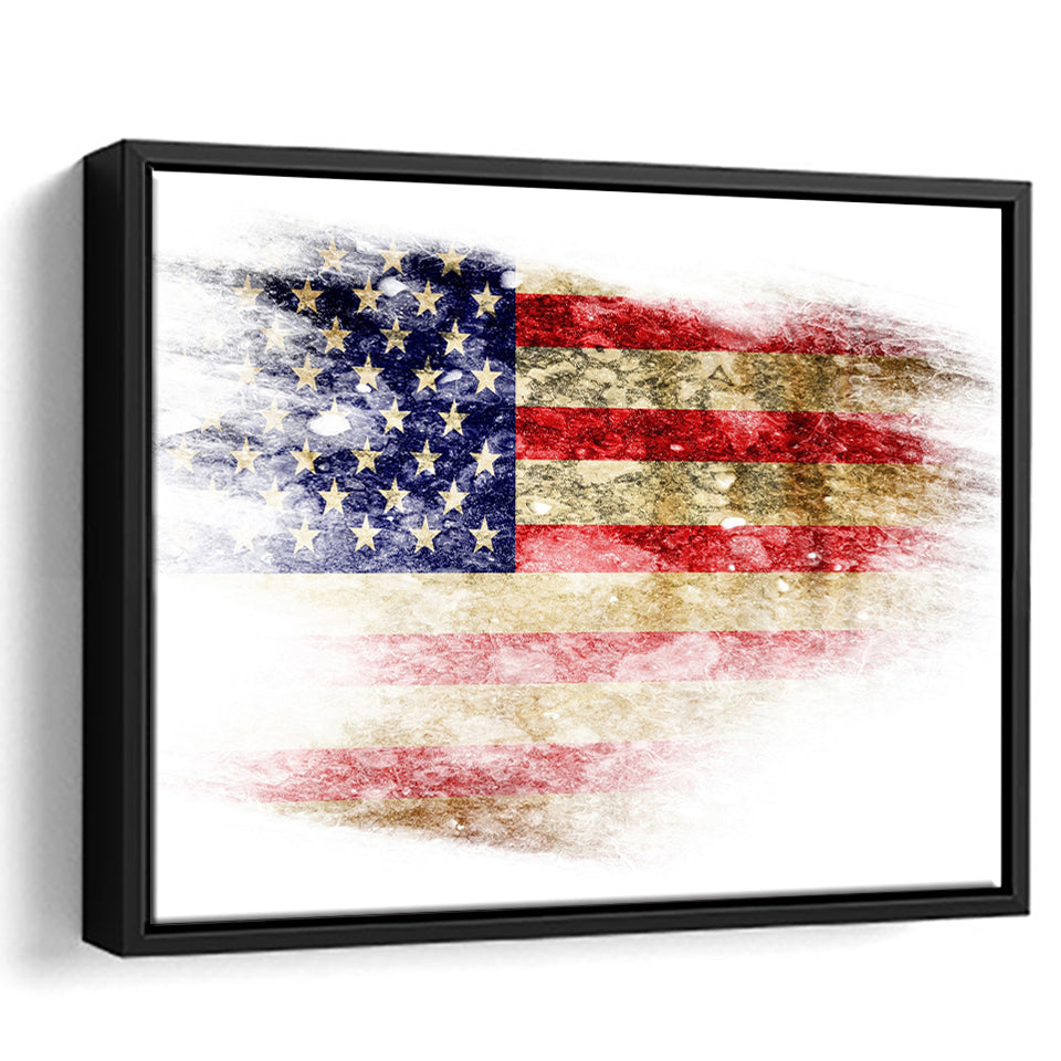 Beautiful Us Flag Framed Canvas Prints Wall Art - Painting Canvas, Wall Decor, Floating Frame,Painting Prints, For Sale