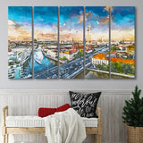 Berlin Germany Viewed Above Spree River 5 Pieces Extra Large Canvas Prints Wall Art Home Decor