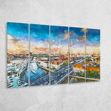 Berlin Germany Viewed Above Spree River 5 Pieces Extra Large Canvas Prints Wall Art Home Decor