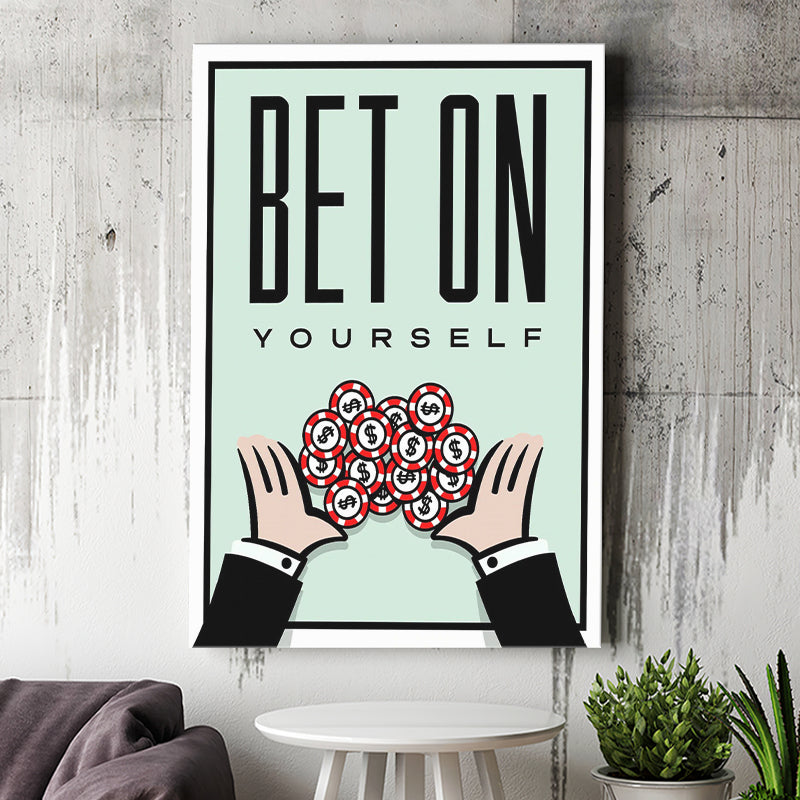 Bet On Yourself Motivational Framed Canvas Prints Wall Art - Painting Canvas, Wall Decor, Painting Prints