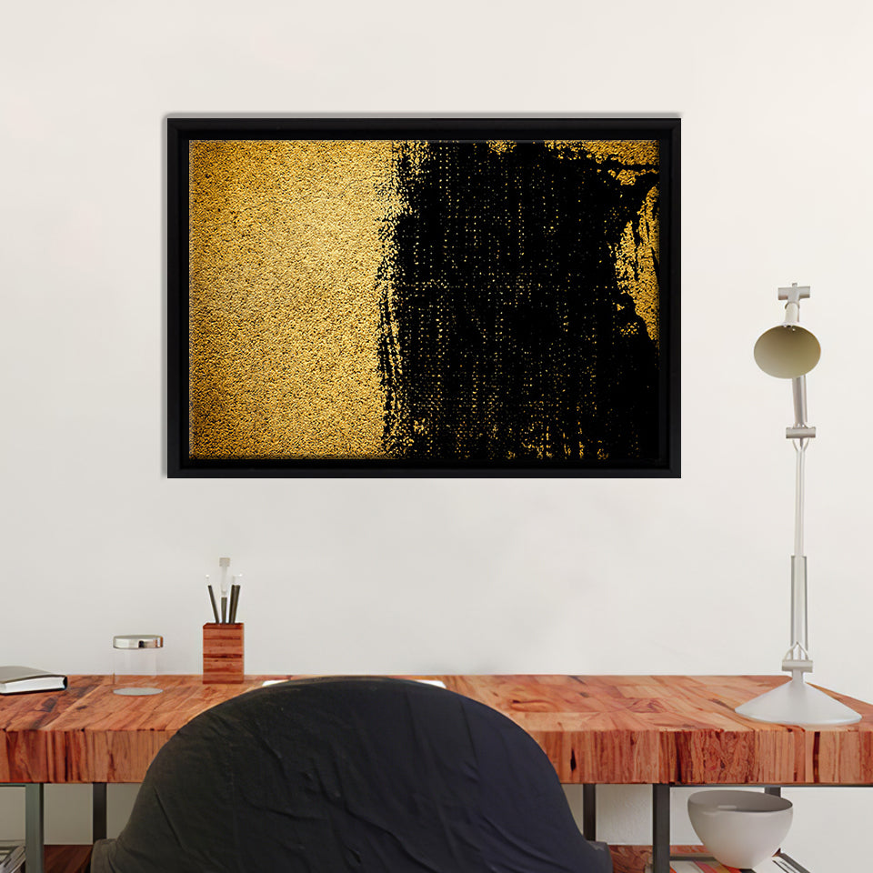 Black and Gold Modern Abstract Framed Canvas Prints Wall Art - Canvas ...