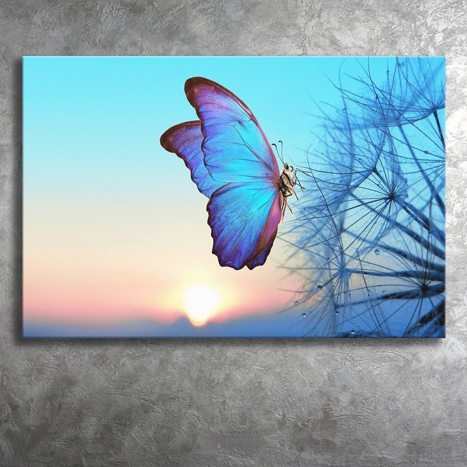 Blue Butterfly Canvas Prints Wall Art - Painting Prints, Wall Decor, Art Prints