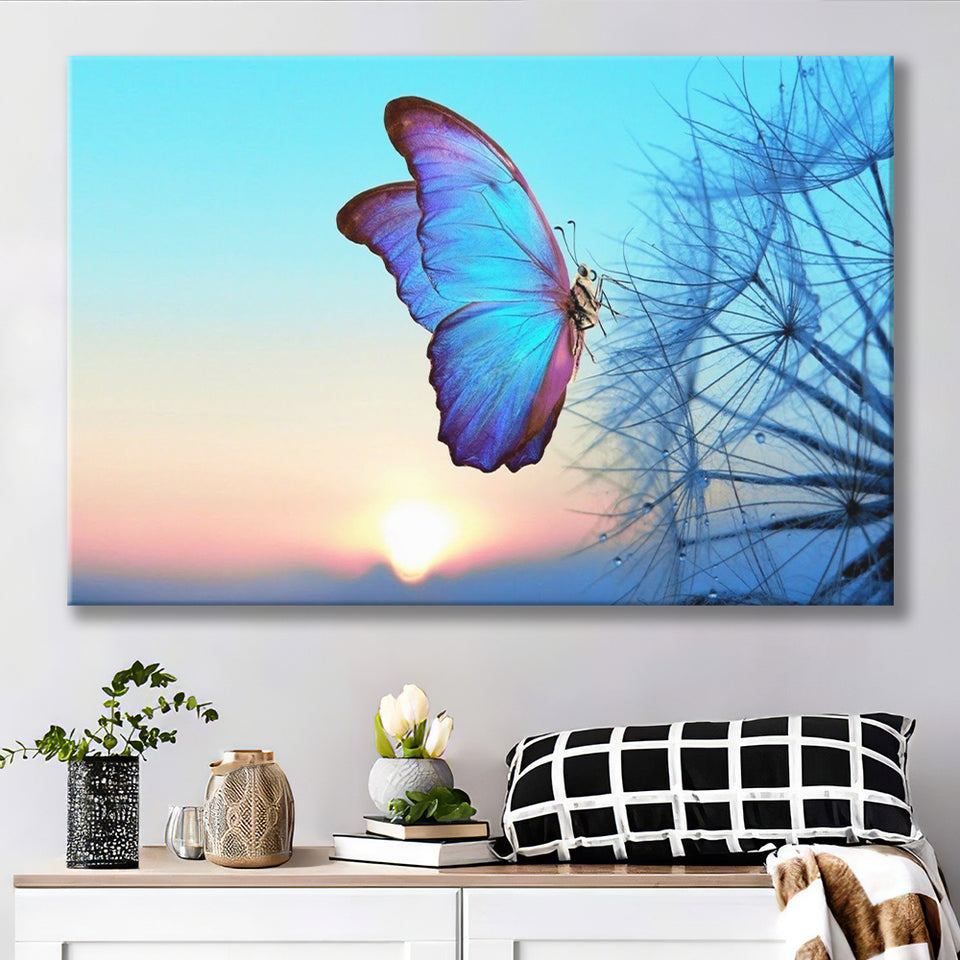 Blue Butterfly Canvas Prints Wall Art - Painting Prints, Wall Decor, Art Prints