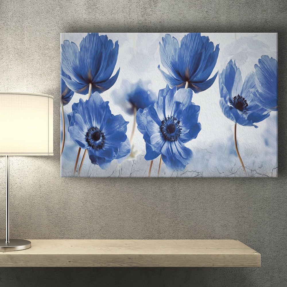Blue Flowers Canvas Prints Wall Art - Painting Canvas, Home Wall Decor ...
