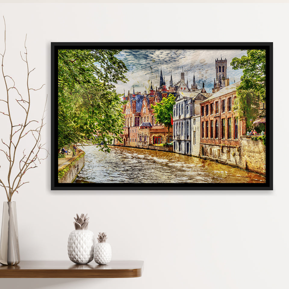 Affiche acrylique Bruges Belgique enseigne art mural foncé enseigne