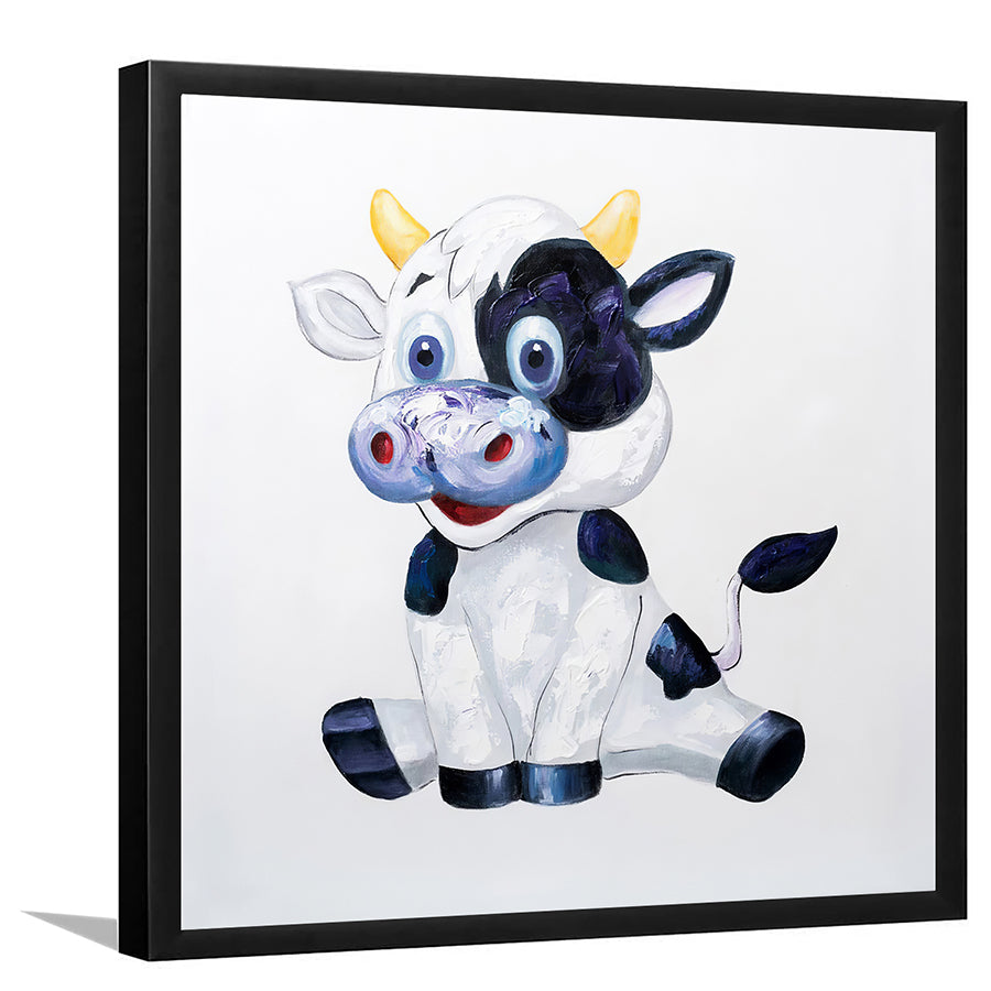 Wall Art Print | Cheerful Cow - Animal Art, Framed Prints, Art Prints