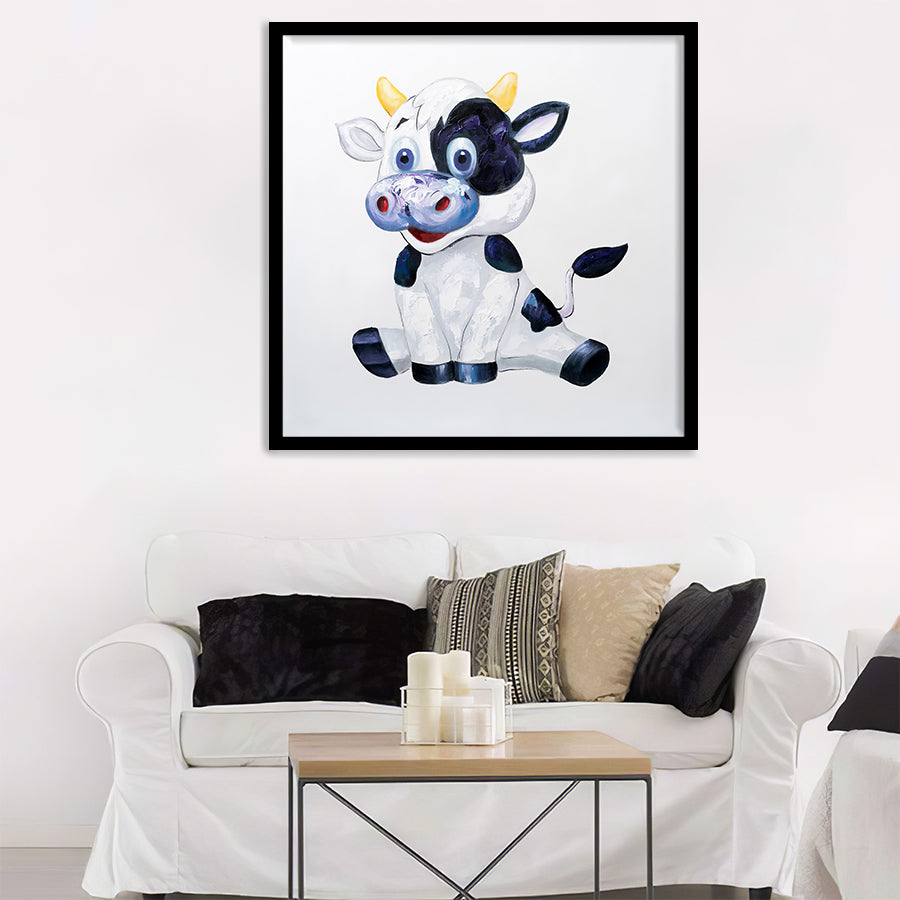 Wall Art Print | Cheerful Cow - Animal Art, Framed Prints, Art Prints