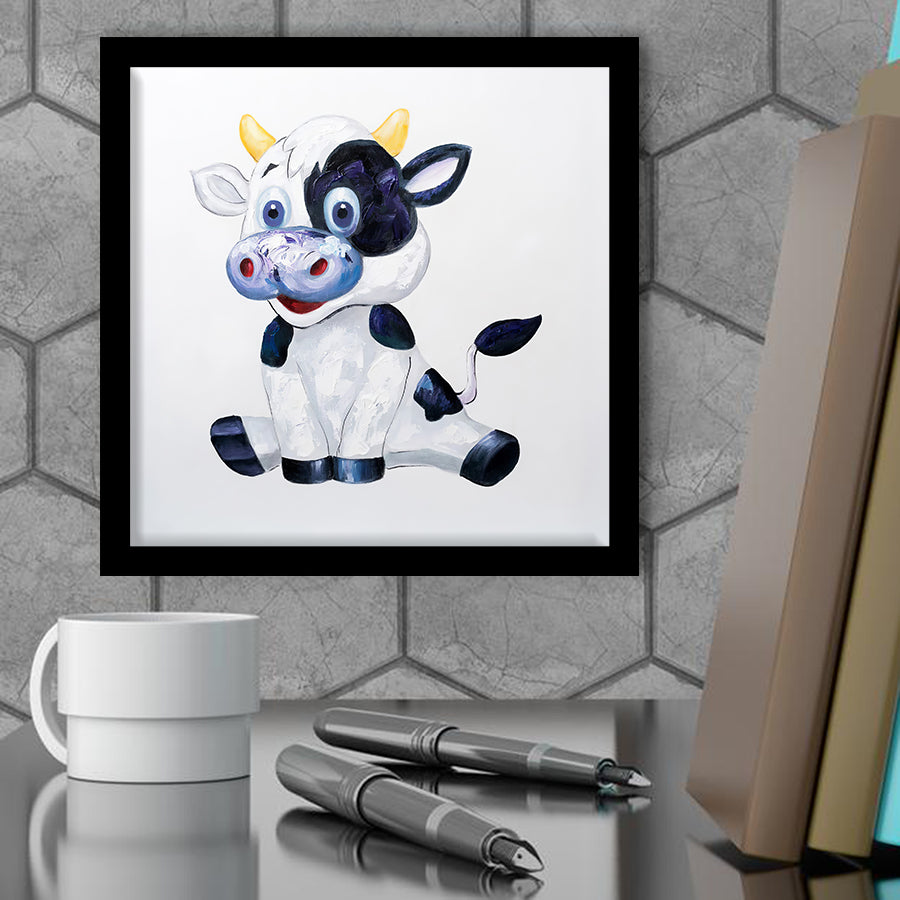 Wall Art Print | Cheerful Cow - Animal Art, Framed Prints, Art Prints
